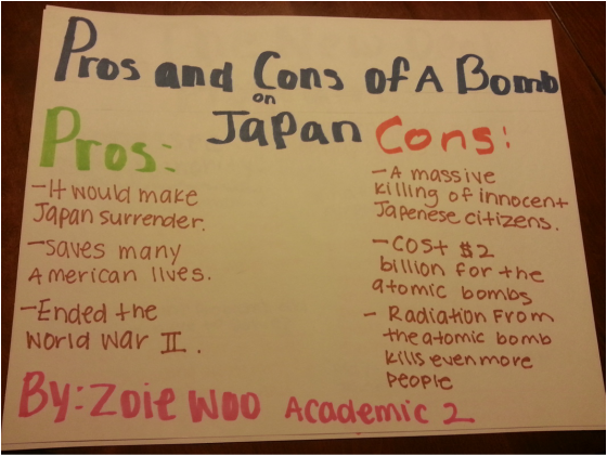 atomic bomb on japan pros and cons